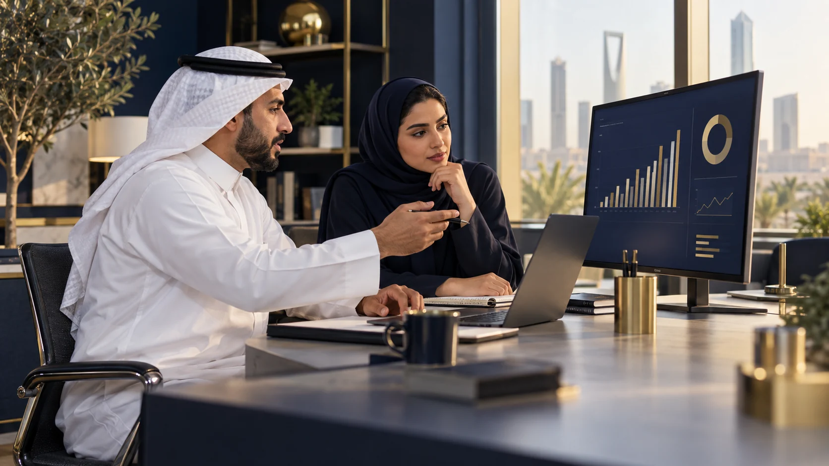 مختصون سعوديون يراجعون بيانات حملة إعلانية رقمية